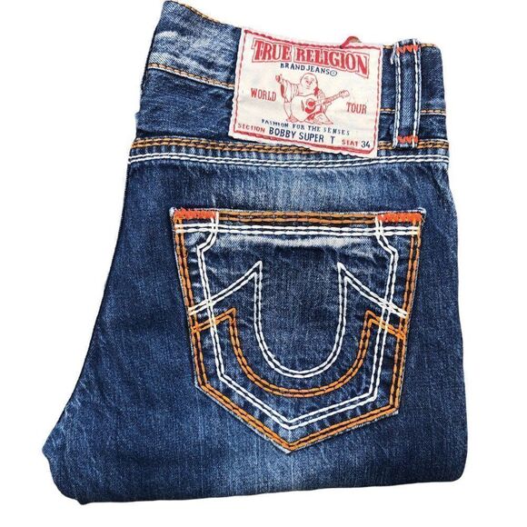 True Religion Jeans Size 32 BOBBY SUPER T Blue - Picture 1 of 9